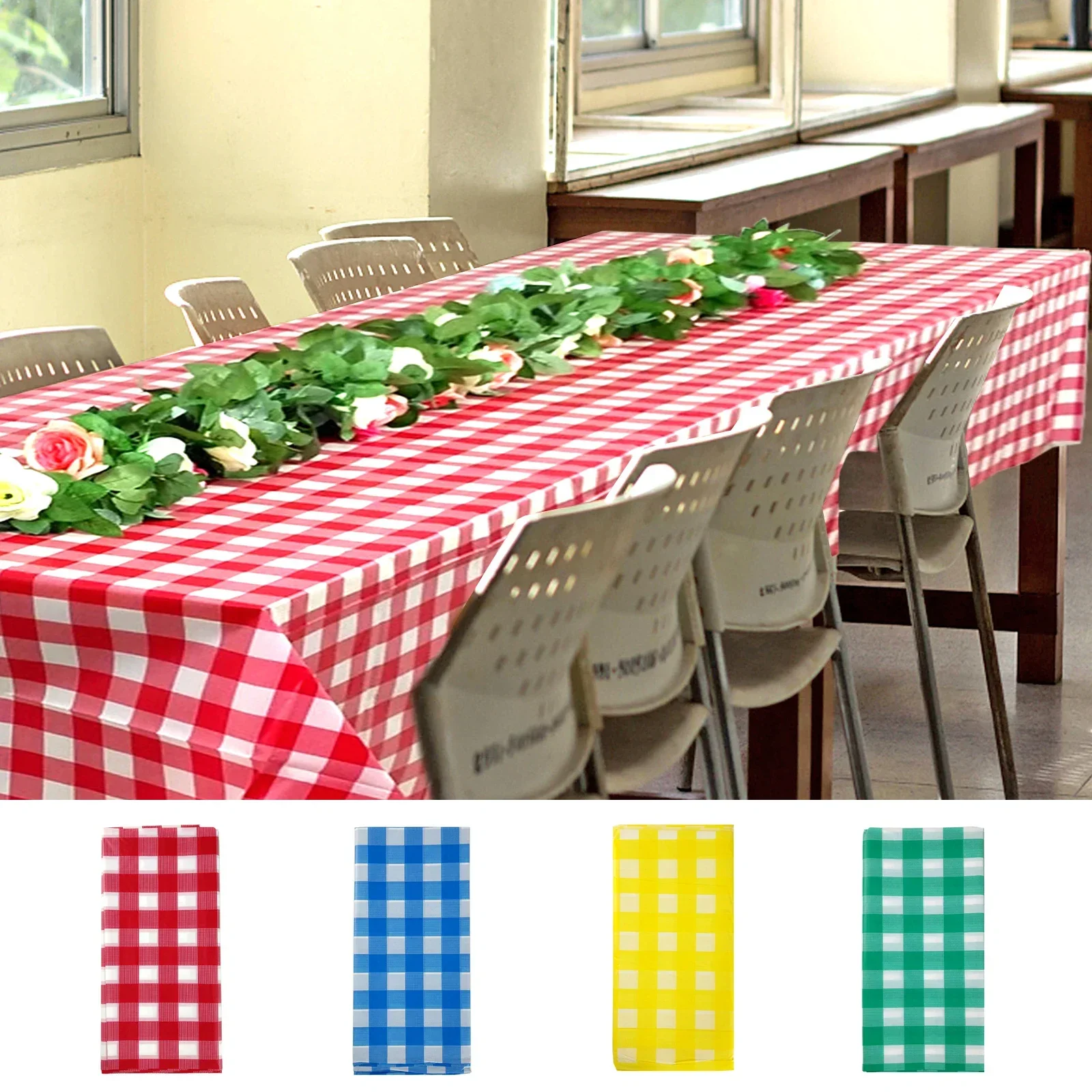 

Country Style Plaid Table Cloth Disposable Plastic Tablecloth Rectangular Table Cover Wedding Birthday Party Outdoor Picnic Mat