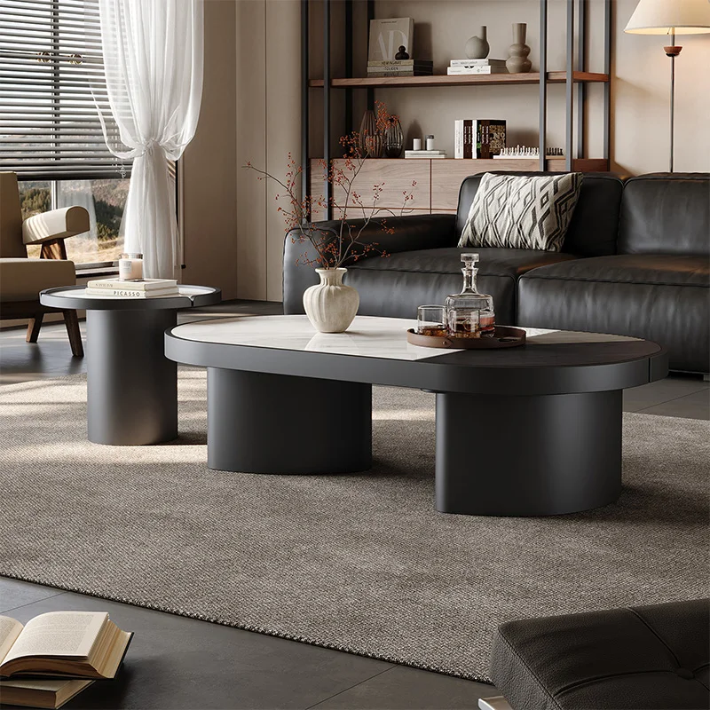 

Sleek Modern Coffee Table Set with Hidden Storage Home Living Room Simple Center Table Elegant Coffee Table Round Side Table Set