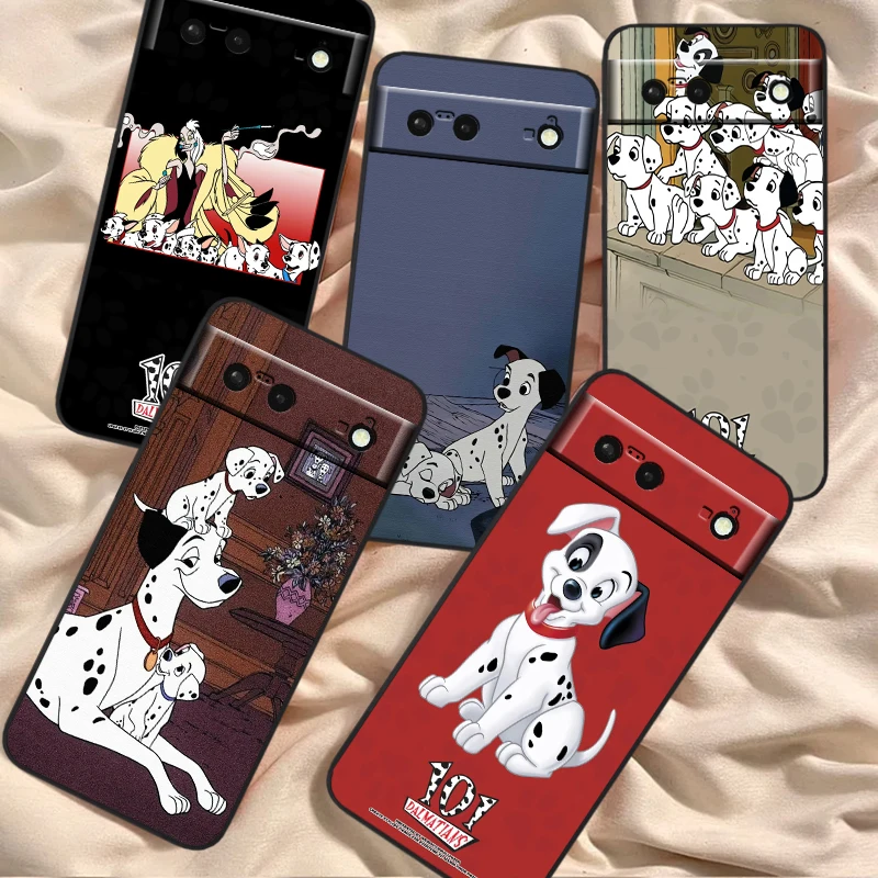 

101 Spotted Dog Disney Cartoon For Google Pixel 8 7A 7 6A 6 5A 5 4 4A XL 5G Black Silicon Shockproof Shell Back Phone Case