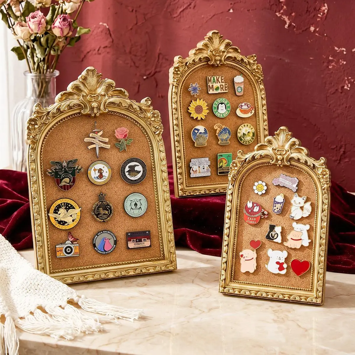 6/7/8 Inches Luxury Minimalist Engraved Frame For Display. Desktop Decorative Pin Storage Rack. Retro Artistic Decor Item