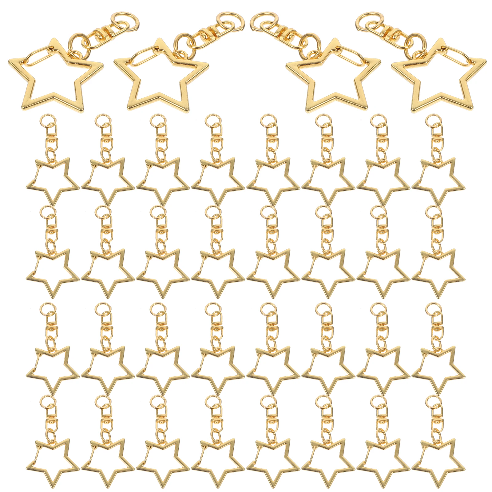

60pcs Pentagram Keychain Snap Hook Swivel Metal Hooks Carabiner Clasp Star Shape Lanyard DIY Accessories Bulk Pack Jewelry