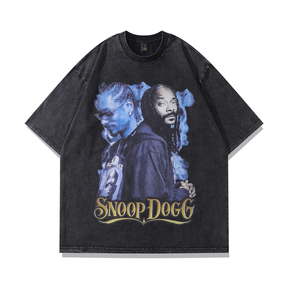 Frog drift Fashion Band Street Wear HIP HOP Portrait Printing Snoop Dogg Vintage Retro Loose T-shirt Tee tops