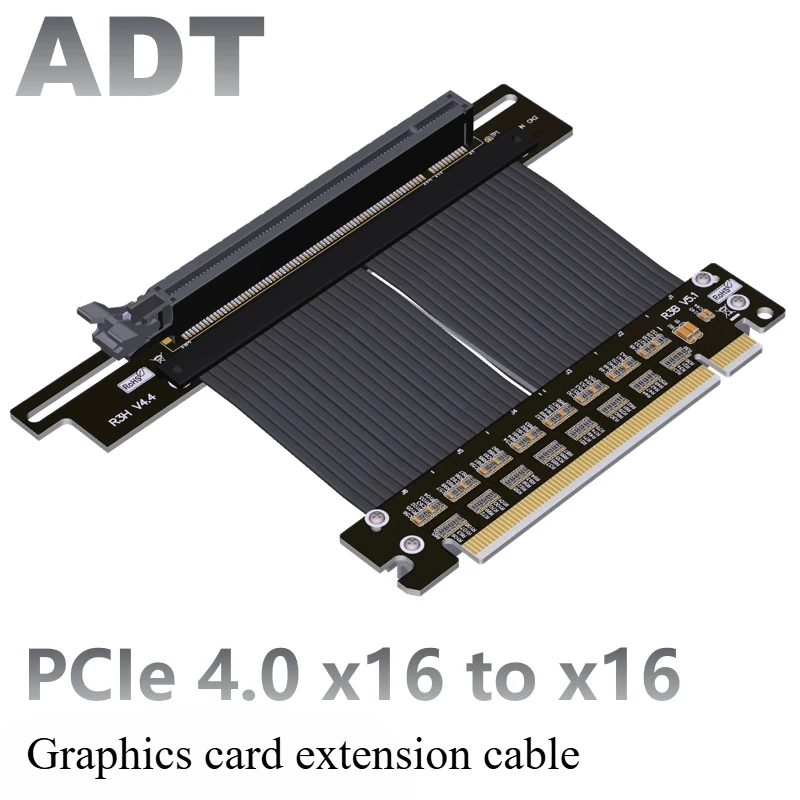 

ADT PCIE 4.0 x16 ATX computer case graphics card extension cable 90 degree high-speed flexible flat cable RTX4090 RX7900xtx