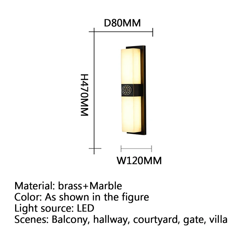 Dünne zeitgenössische LED Messing Marmor Außenwand leuchten elektrische wasserdichte Balkon Flur Innenhof Villa Tor Hotel