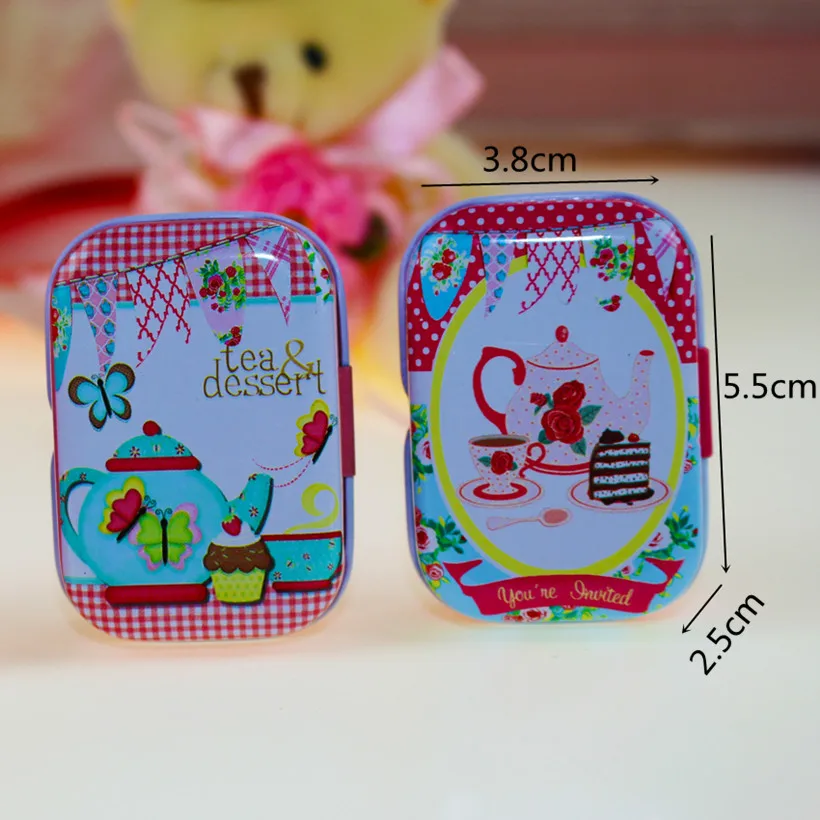 32Pieces/lot Vintage Flower Printing Mini Tin Box For Jewelry Wedding Favor Metal Candy Box Decorative Storage Boxes Gift Home