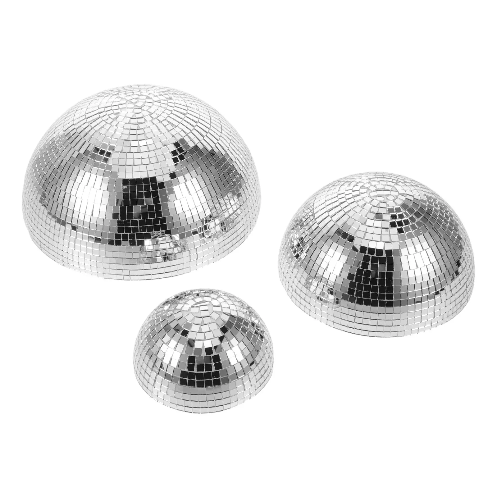 3Pcs Mirror Ball Decorative Spheres Glass Reflective Globe Half Hemisphere Adhesive Disco Balls Wedding Party Stage Props 70S
