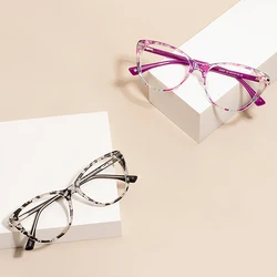 TR90 Women Cat Eye Glasses Frame Acetate Temples Transparent Pink Spectacle With Spring Hinge For Prescription Lenses