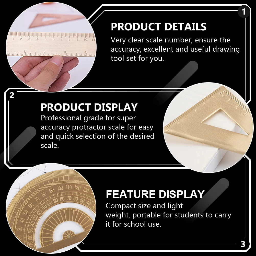 

Brass Ruler Sets Protractor Triangle Scale Drawing Tools Measurement Instruments Angle Ruler Set Student Teacher