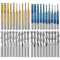 Laser Woodworking Milling Cutter Tools Titanium Coat End Mill 3.175mm Nano Blue Coat Cutting Wood Engraving Bits for TTC450 Pro