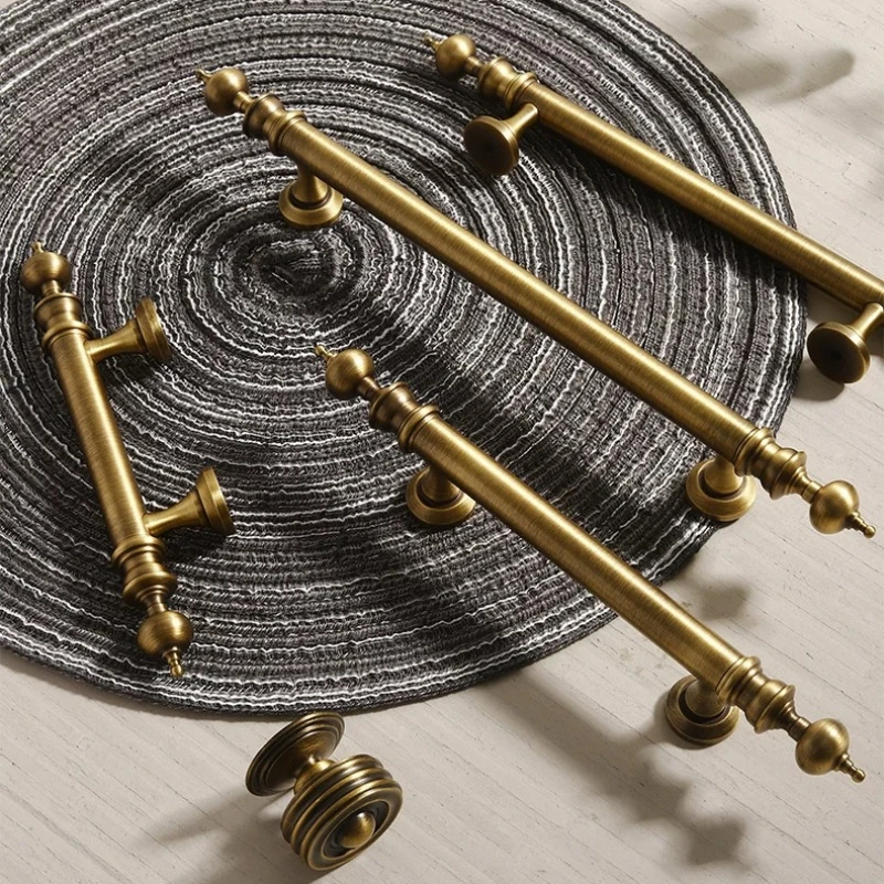 T Bar Funiture Wardrobe Appliance Handle Solid Antique Bronze Pull Brass Cabinet Knobs Long Pull Kitchen Cupboard Drawer Handles