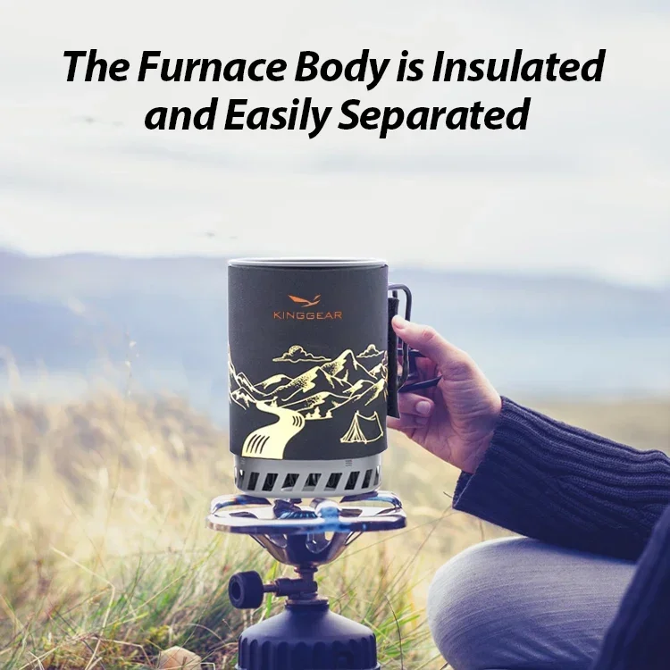 

Portable 1400ml Cooking System Outdoor Hiking Stove Heat Exchanger Pot Propane Gas Burners Gas Camp Stove