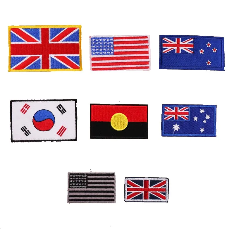 Flag Patch Iron on Flag Patches on Clothes Badge Stripe Stickers on Clothes Embroidered Patches for The Clothing Appliques DIY G