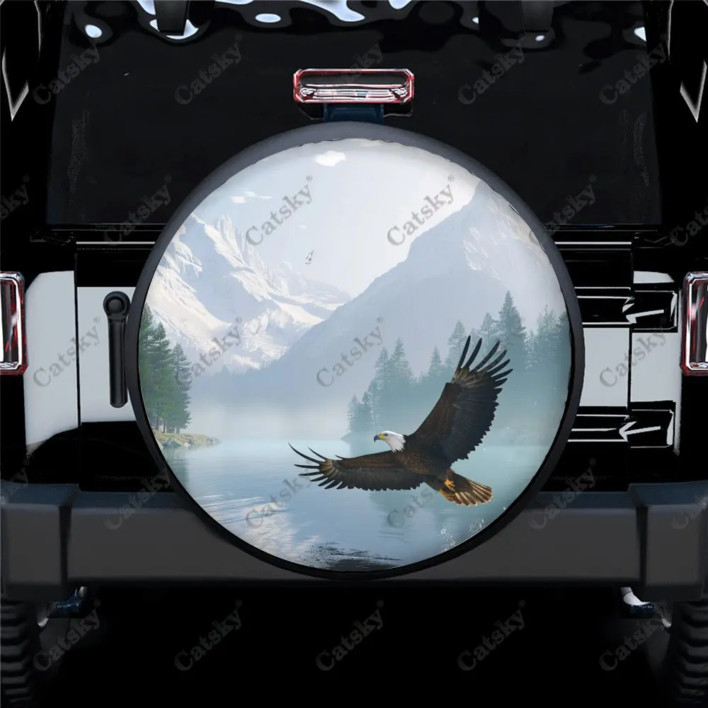 

Eagles Soaring on Lake Surface Car Spare Tire Cover Auto Accessories Decor Wheel Wrap Protect for Trailer Truck Camper 14-17in