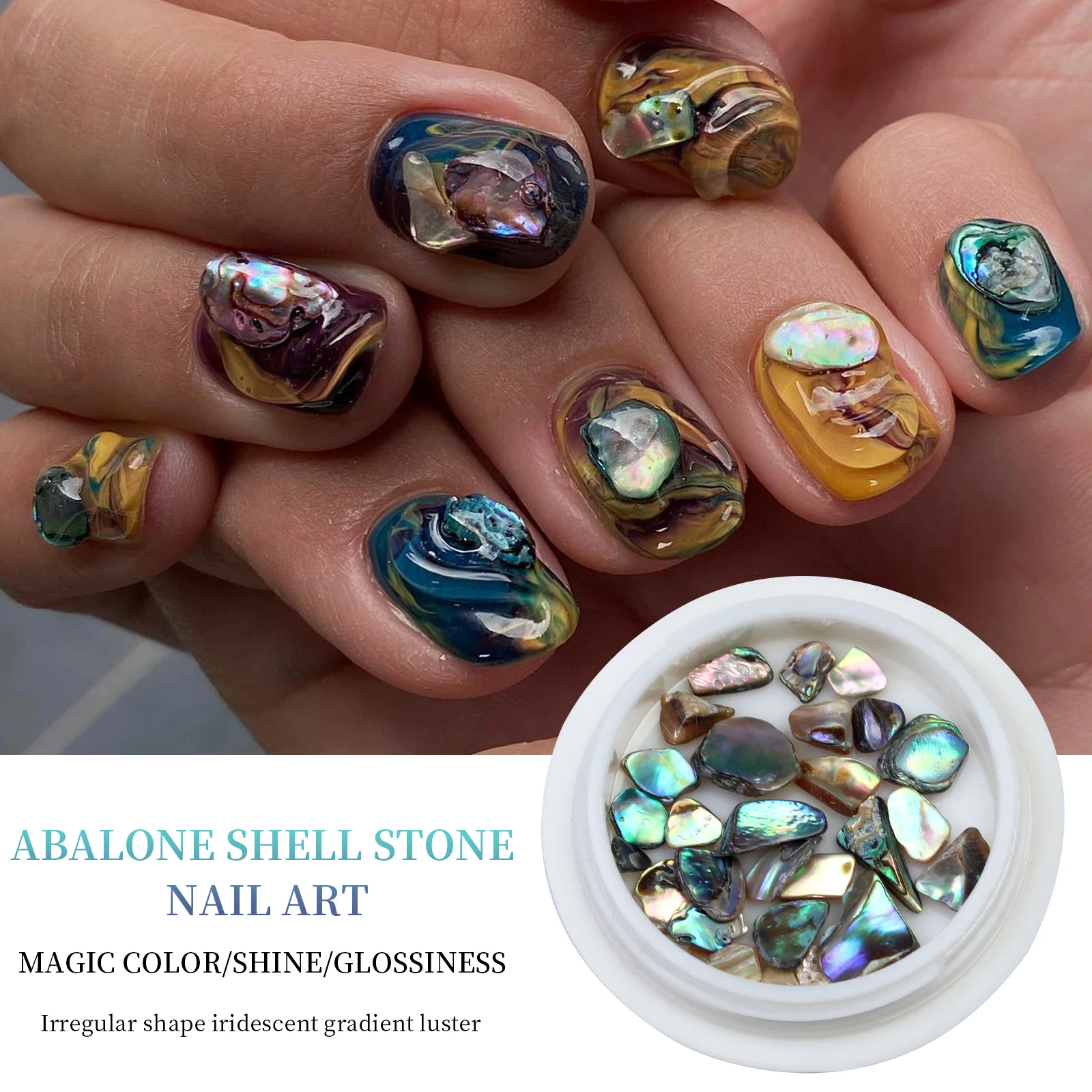 Natural Irregular Abalone Shell Nail Art Charms Iridescent Gradient Luster Paua Shell Stone Pieces 3D Nail Art Decorations DIY