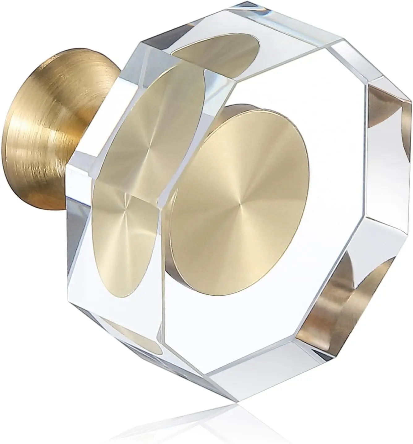 

Набор из 12 штук: Золотые латунные ручки для шкафов и ящиков из хрустального стекла, многоугольные, для мебели