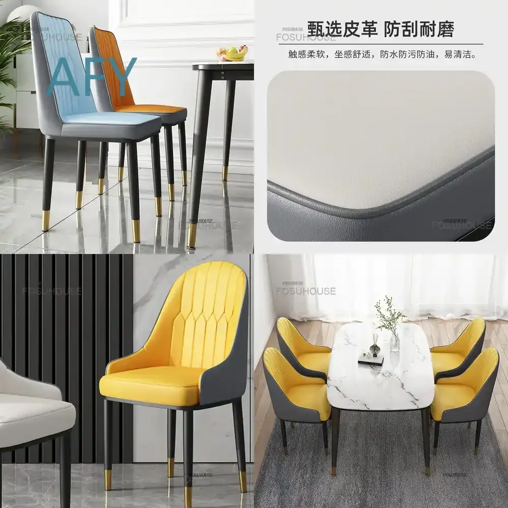 Nordic Luxury Dining Chair for Modern Home Office Kitchen Restaurant Makeup Seating Stool Furniture Simple Leisure Back Chair