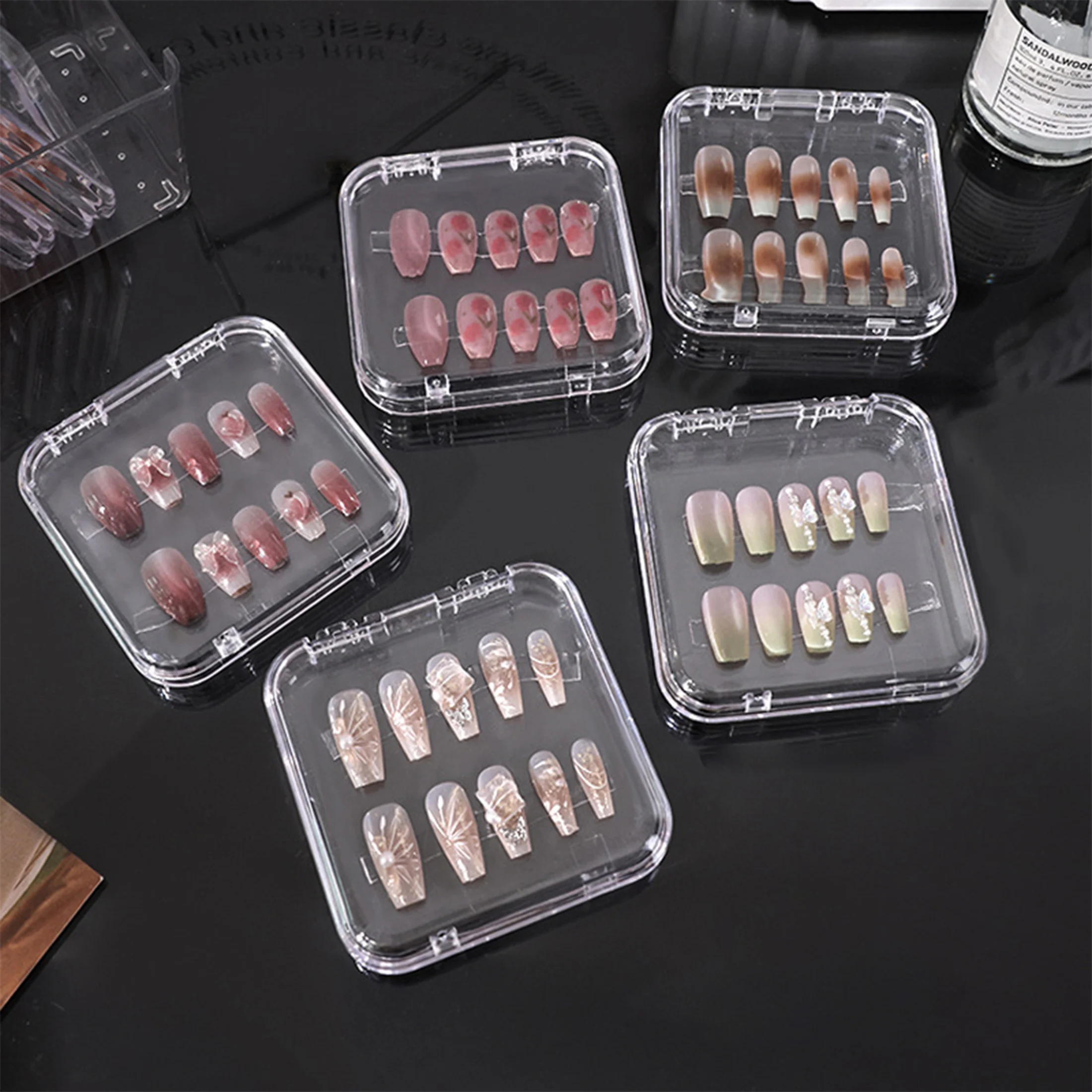 1 stücke transparente Nail Art Display Stand gefälschte Nägel Veranstalter Verpackung Box falsche Nagel Fall Kunststoff Aufbewahrung sbox für gefälschte Nägel