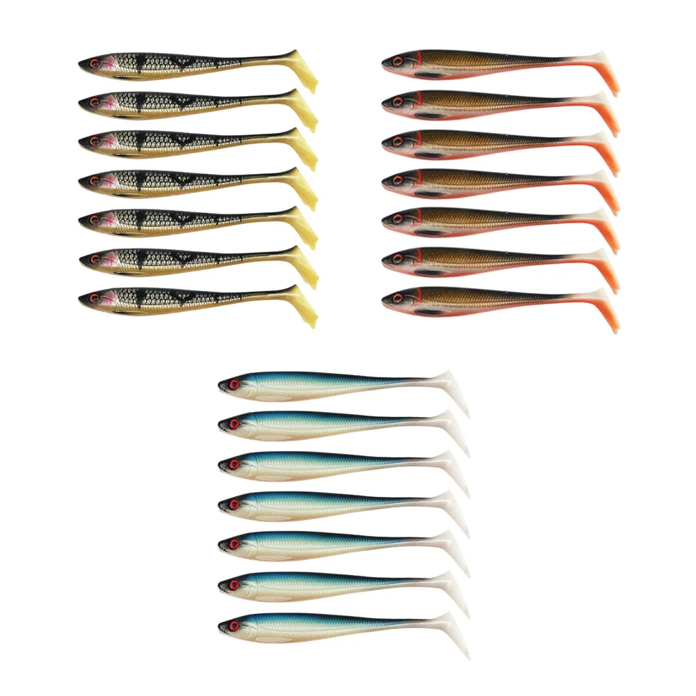 5/7pcs PVC Soft Fishing Lure Biomimetic Fishing Lure Duck-foot-shaped Fishtail 3D Fish Eyes Fishermen Must-Have Fishing Supplies