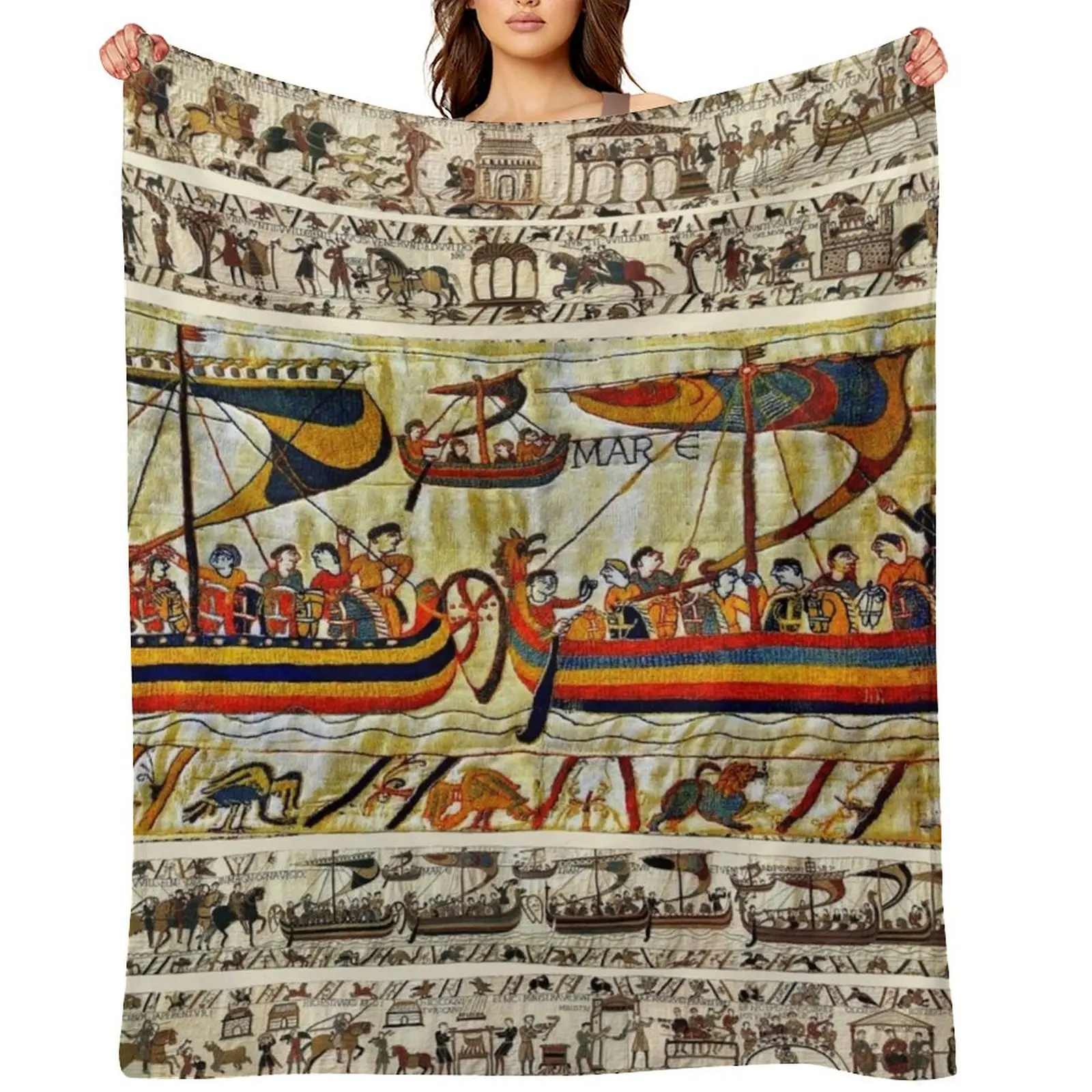 

THE BAYEUX TAPESTRY ,VIKING SHIPS Throw Blanket Cute Plaid Luxury for sofa Custom Blankets