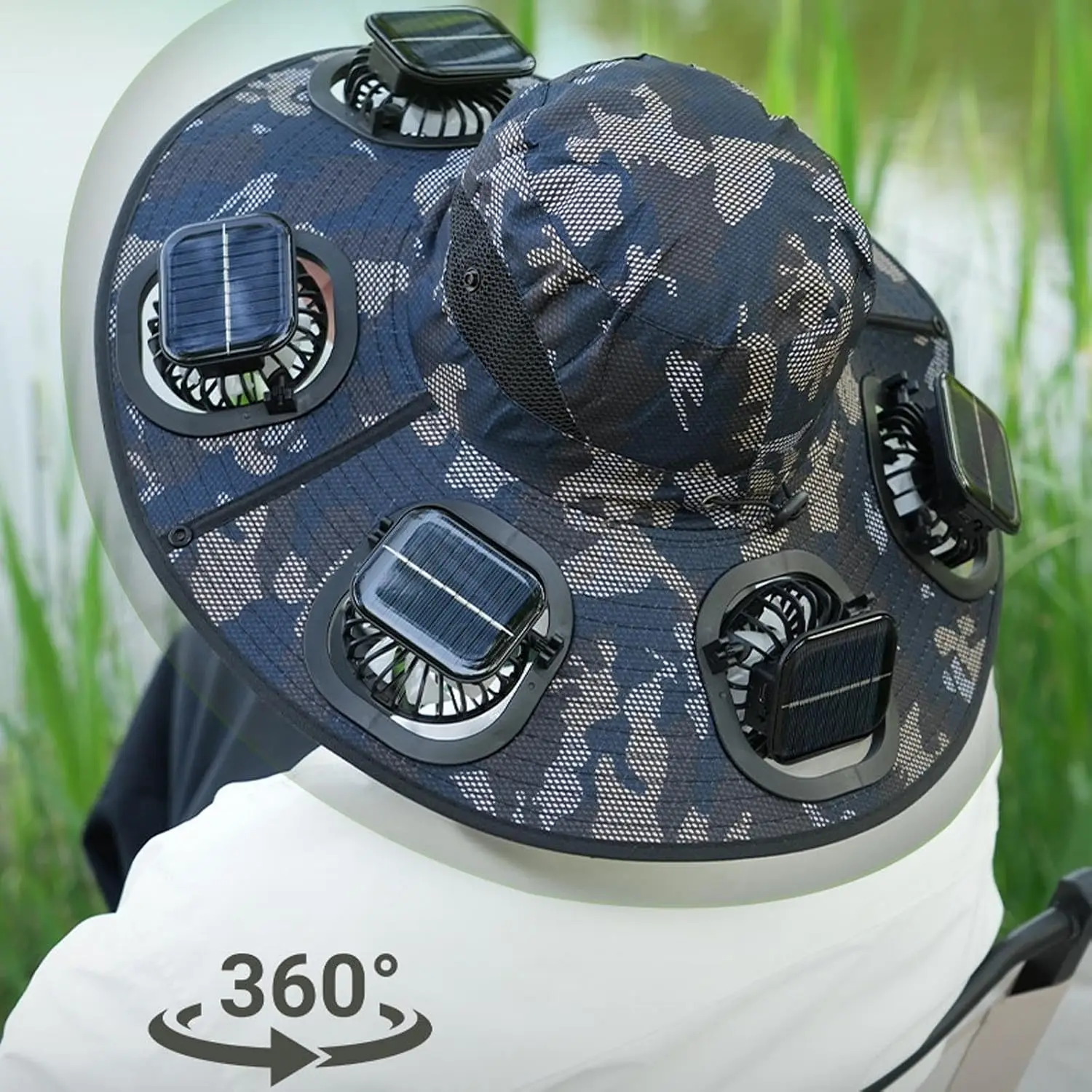 Hot Summer 6 Fans Solar Fan Hat Breathable UV Protection Wide Brim Sun Cap Fan Visor Cap For Men Outdoor Hiking Camping Fishing