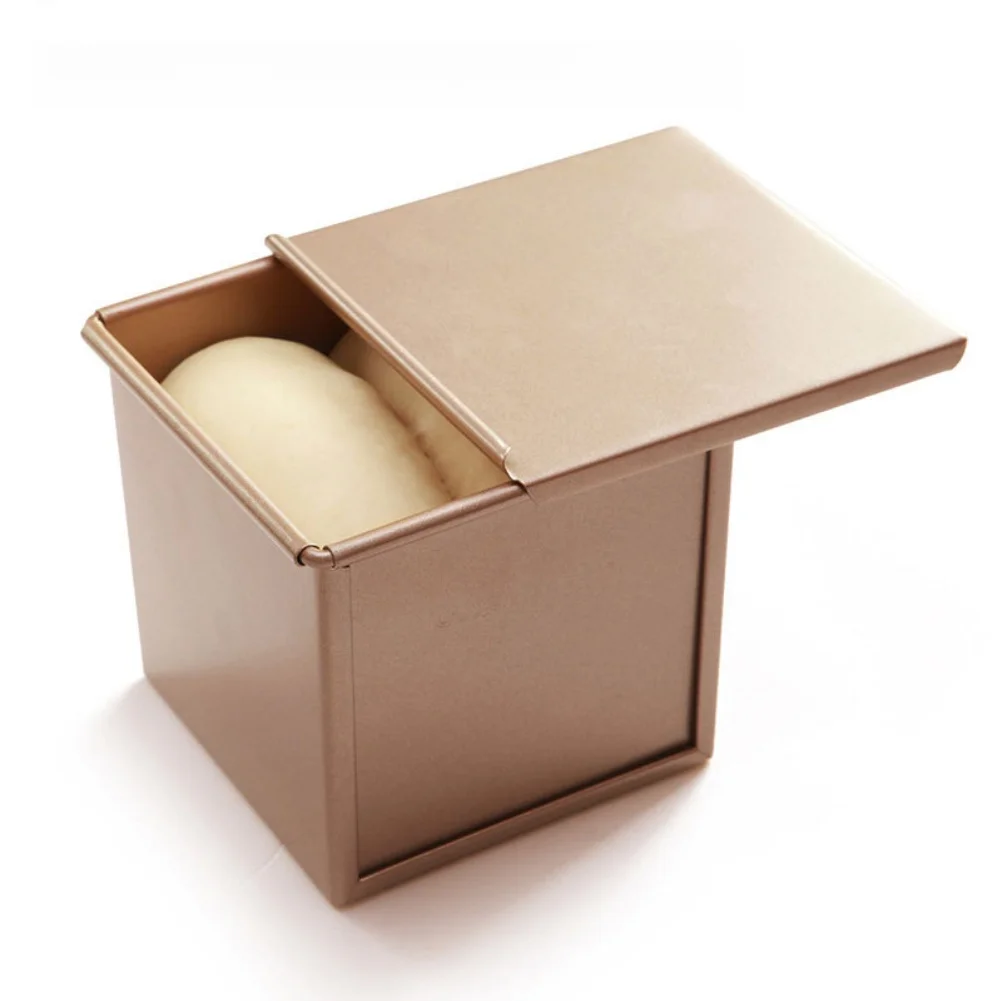 Carbon Steel Loaf Pan with Square Profile and Sliding Lid for Baking Uniform Toast Slices and Dense Bread Loaves