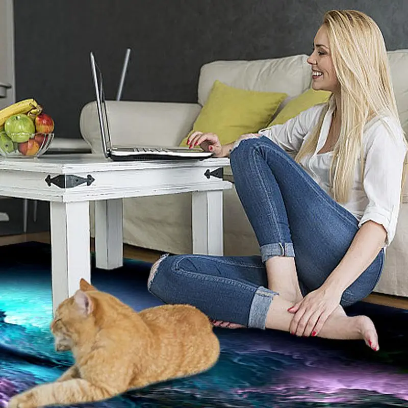 Home Decorative Carpet 3D Floor Mat Non-Slip Outer Space Area Rug Lightweight Bedroom Carpet Square Washable Home Decor For Home