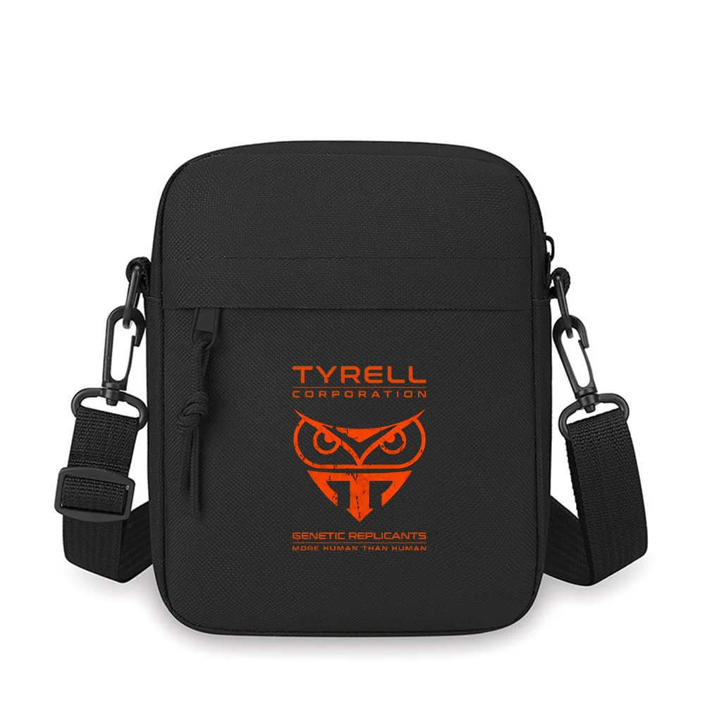 Owl symbol,geometric design. Corporation text Men Crossbody Bag Single Shoulder Women Cartoon Anime Film Printing Design Unisex