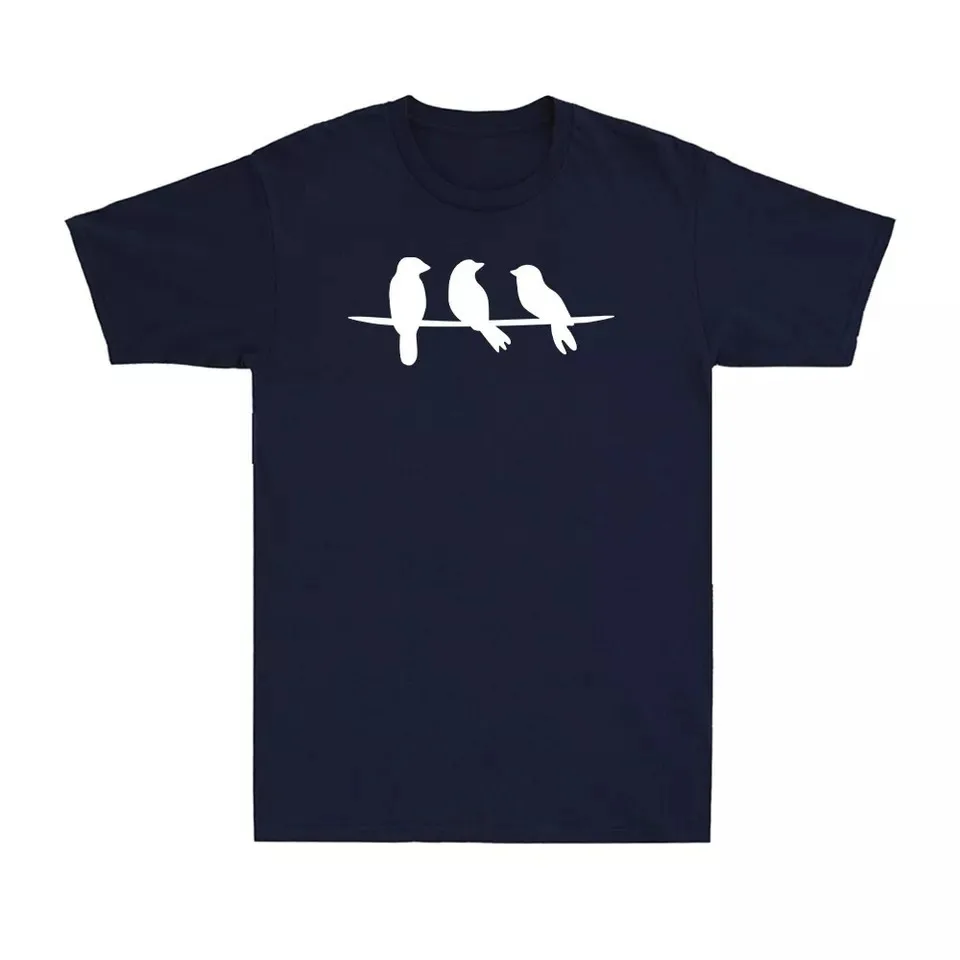 

Cute Bird Watching Three Birds On A Wire Funny Graphic Unisex T-Shirt