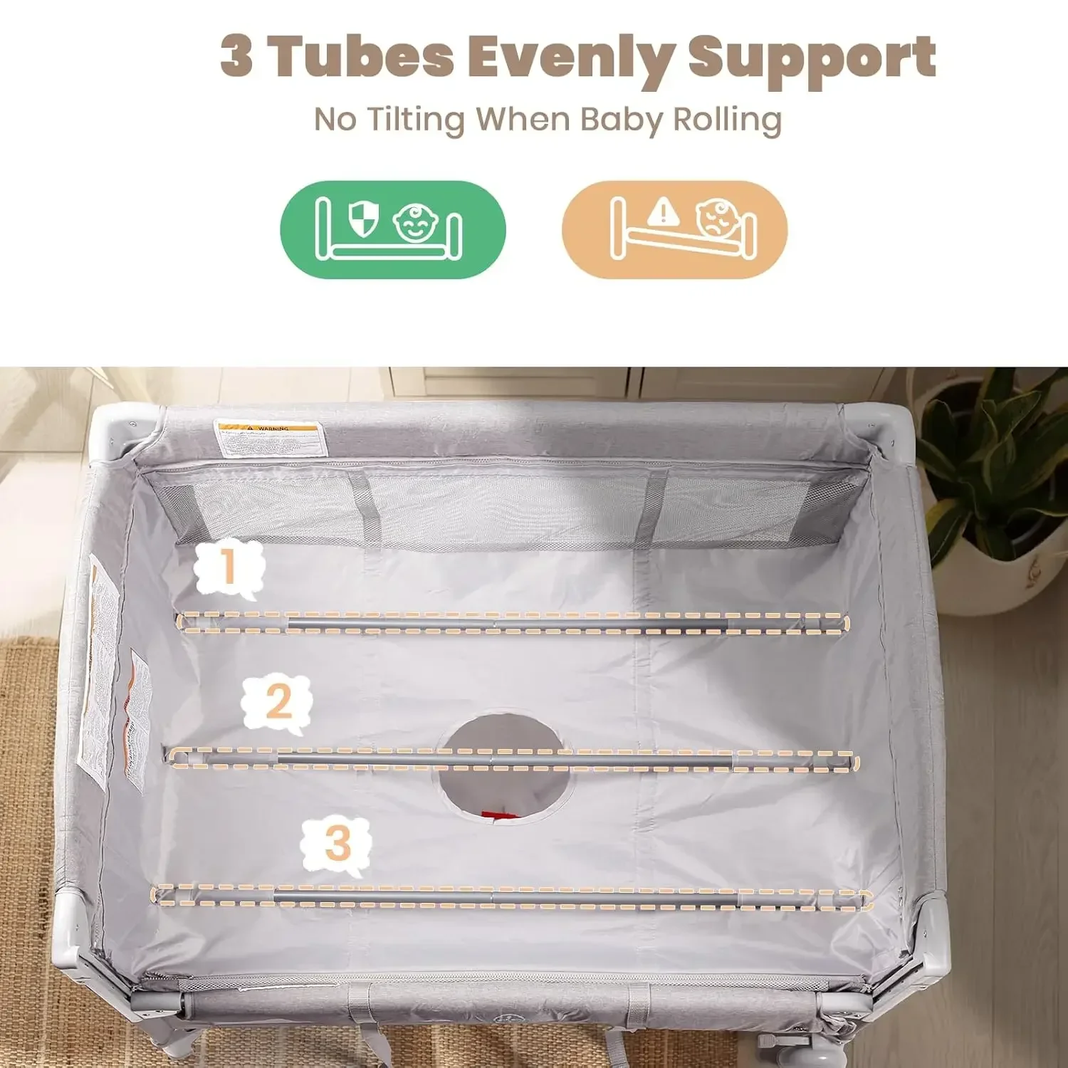 Baby Bassinets Bedside Sleeper 4 In 1 Portable Crib With Mattress Diaper Changer Storage Basket Music Box Carry Bag Foldable Pla