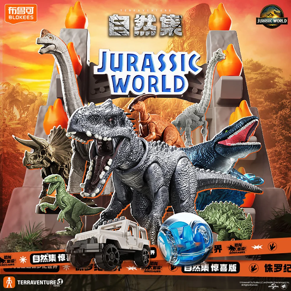 New BLOKEES Original Jurassic World Surprise Edition Blind Box Simulazione squisita Modello di cartone animato Giocattoli Regali decorativi per il desktop