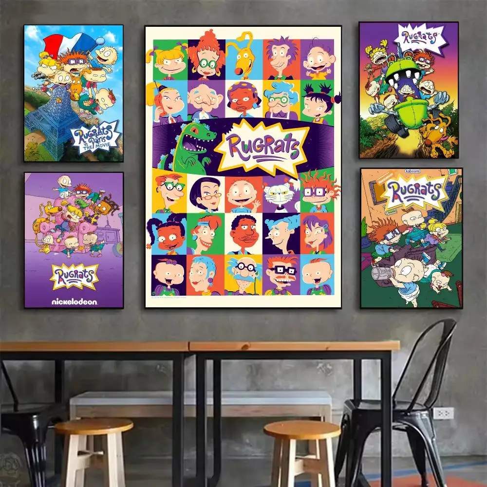 CARTOON R-Rugrats Poster Wall Art Poster Sticker For Living Room Bar Bedroom Home Decoration