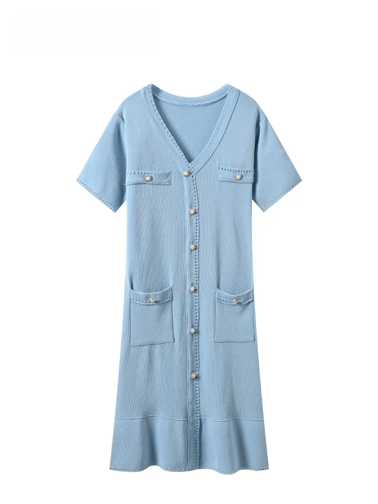 

Casual Summer Short Sleeve Dress Women plus Size Fashionable Citywalk Polyester Fiber V Neck a Line Skirt Style Small Fragran...
