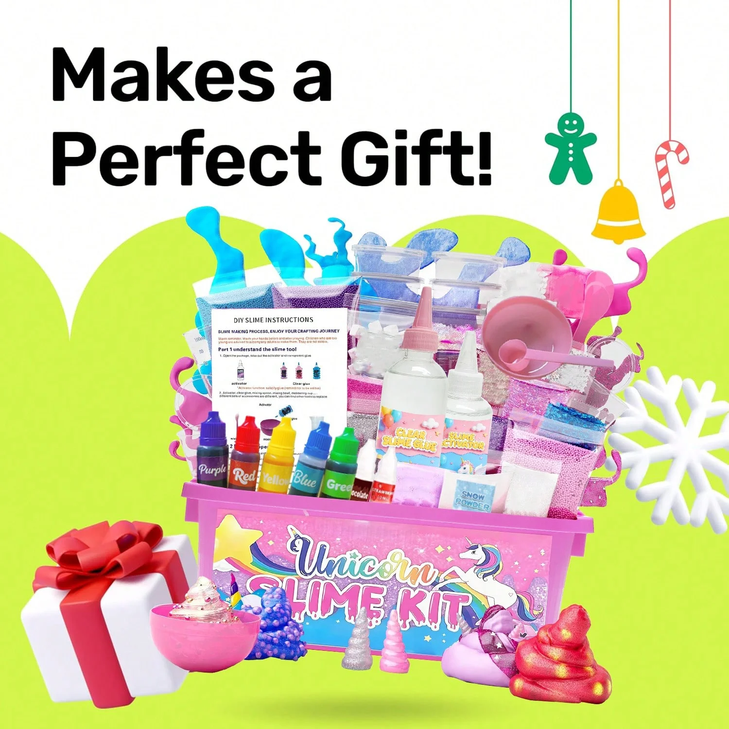 1 Box Cute Ice Cream Style Slime Kit, Ice Cream Sprinkle Elements Soft Stretchy Plastic Pink Slime Making Set Gift for Boy Girls