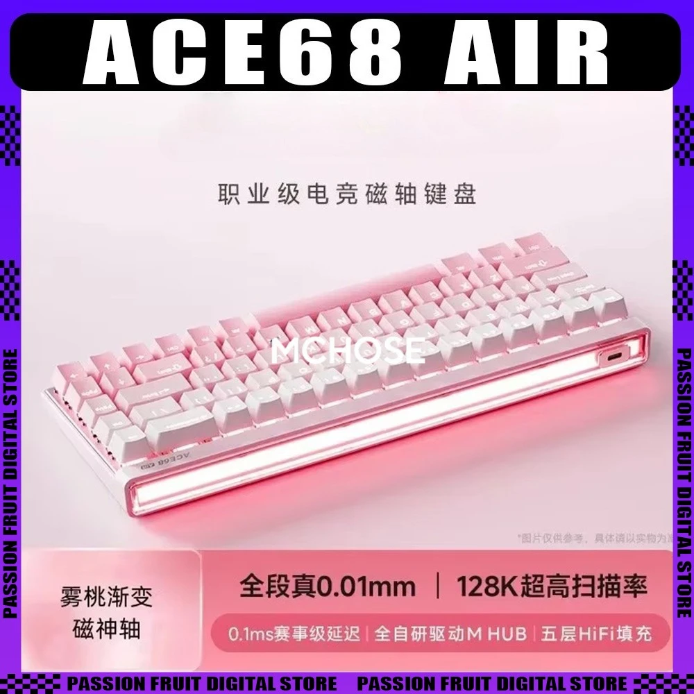 

New MCHOSE ACE68 Air Magnetic Switch 8K Gaming Mechanical Keyboard Wired Customize RT0.01MM 128K 0.1MS Keyboard SOCD RGB TGL PC