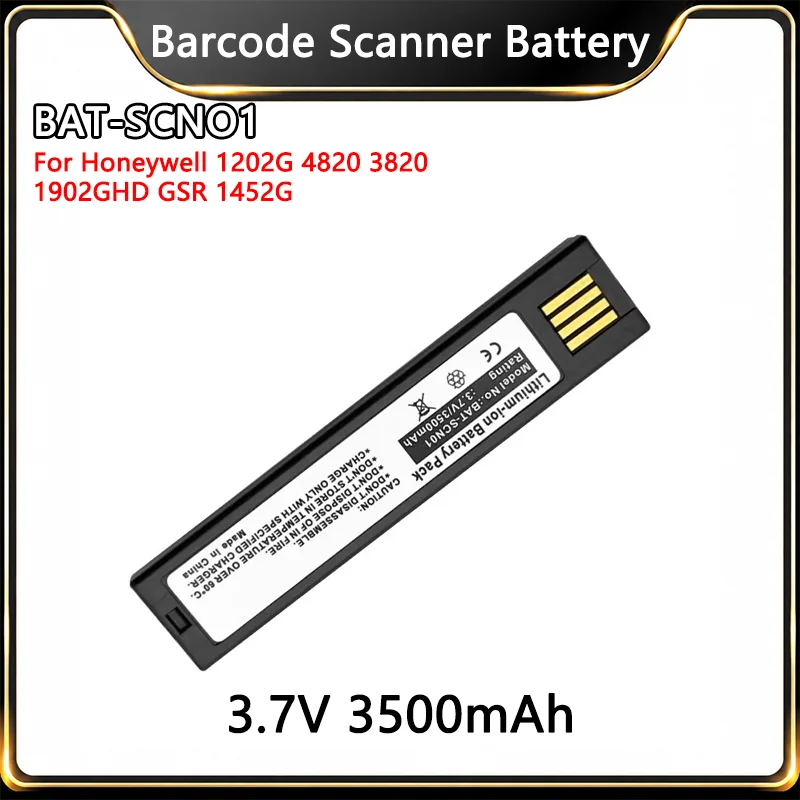 Brand New BAT-SCN01 3.7V 3500mAh Replacement Battery For Honeywell 1202G 4820 3820 1902GHD GSR 1452G Barcode Scanner