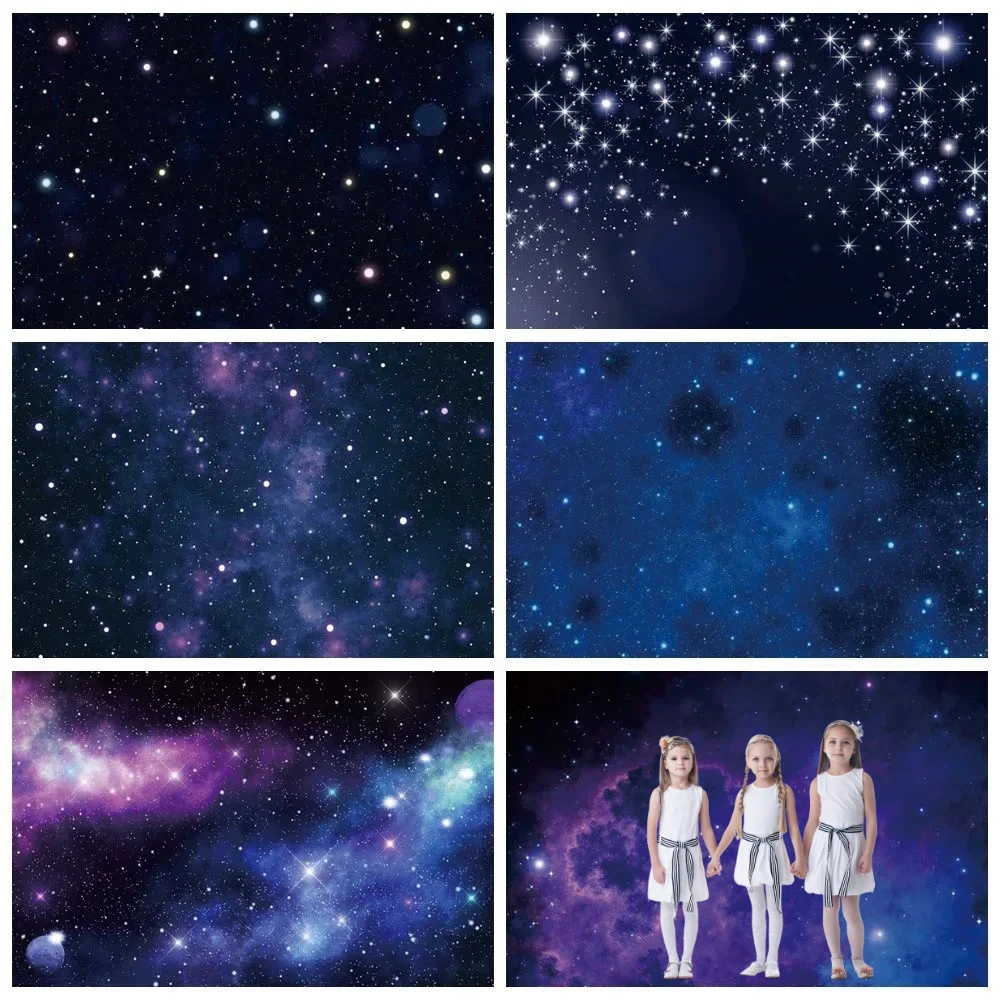 

MOON.QG Dark Blue Starry Sky Night Backdrop Birthday Backdrop Poster Photocall Party Supplies Background Photography Wallpaper