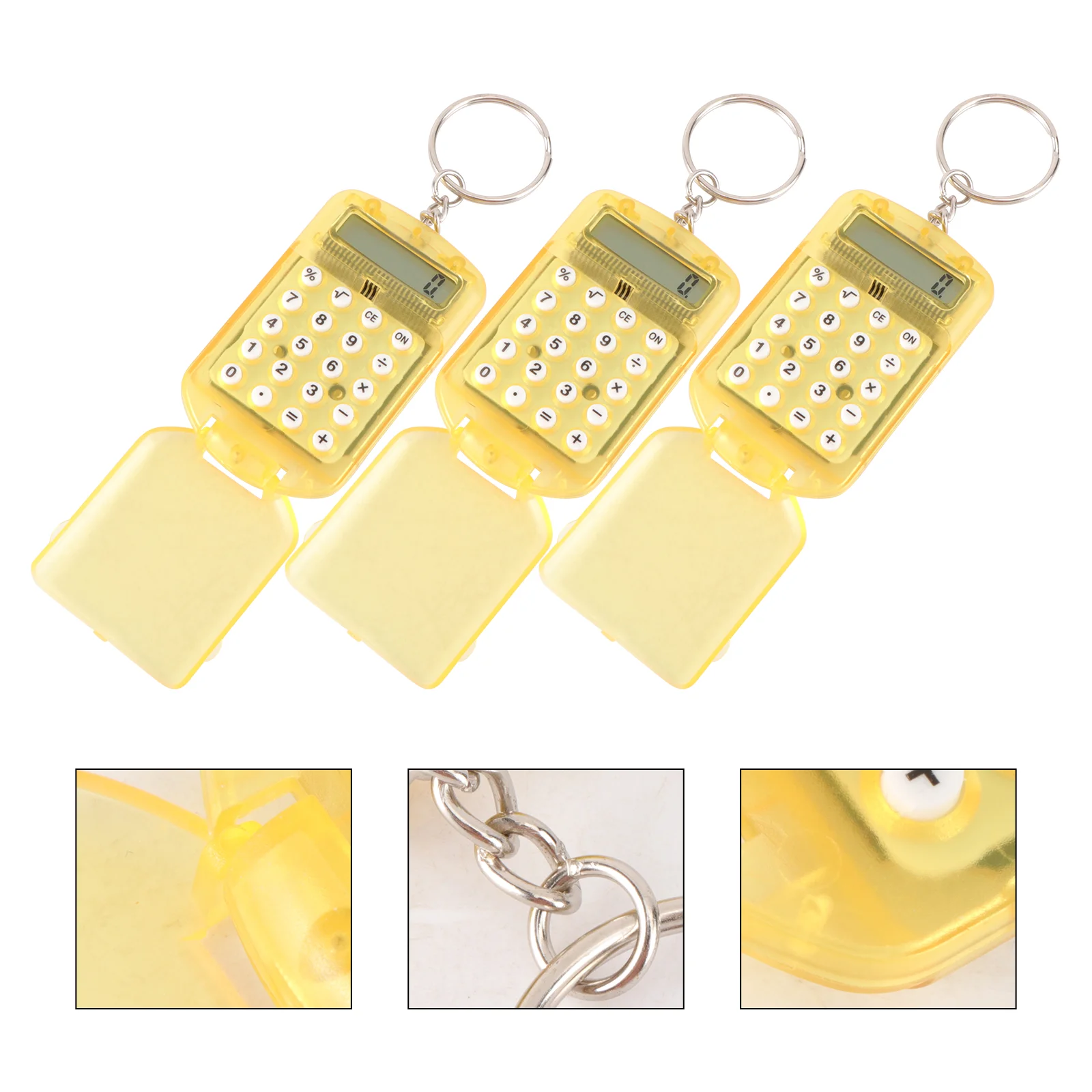 

3pcs Mini Key Ring Shaped Calculator Electronic Calculator Portable Calculator for Kids Students Test(Random Color)