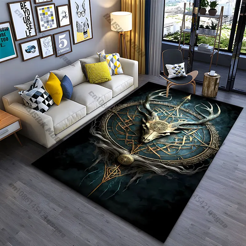 Mystical antlers symbolism intricate design carpet Yoga living room room decor children's crawling mat doormat area rug