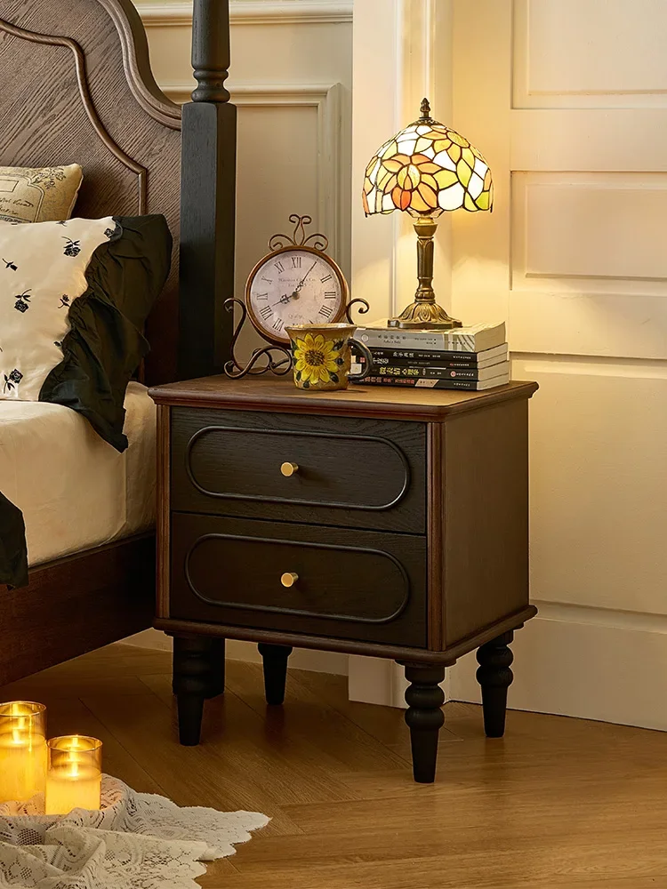 French retro solid wood chest medieval bedroom home bedside cabinet