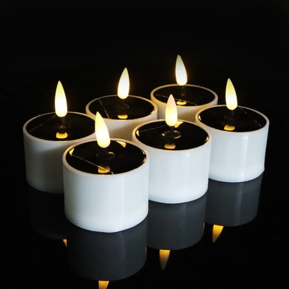 

6pcs New Solar Candles Lights Waterproof Energy Saving Flickering Candles Warm White Mini Flameless LED Candles Garden Lighting