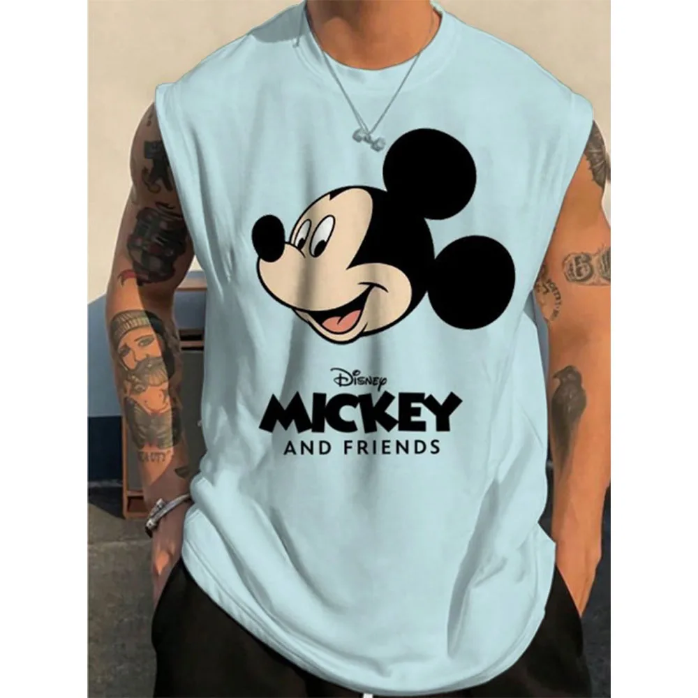 Men Bodybuilding Tank Tops Gyms Workout Fitness Disney Mickey Mouse Running Clothes Stringer Singlet Male Summer Casual Vest