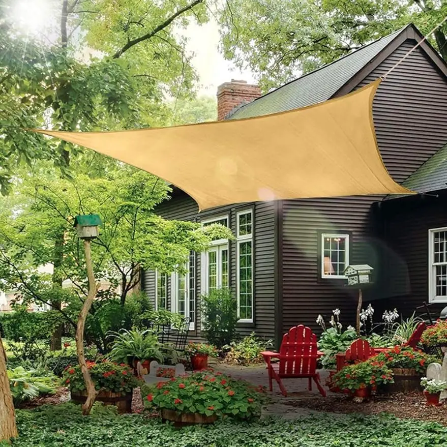 

Outdoor Sun Shade Sail Canopy 10' x 16' Rectangle Shade Cloth Patios Cover - Sunshade Fabric Awning Shelter for Pergola Backyard