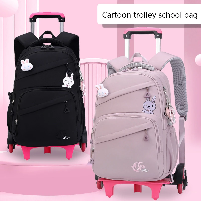 School Wheeled Backpack For Girls School Bag With Wheels Trolley Bag Rolling Student Backpack Travel Bags Kids School Bag