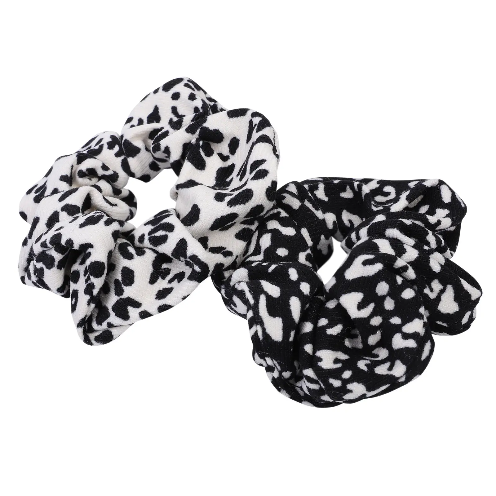 2Pcs Leopard Pattern Hair Scrunchies Soft Shiny Elastic Hair Rope for Girls Women Comfortable Non-Snag Daily Wear Work Outfit