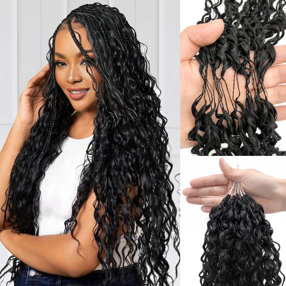 Pre Separated Deep Wave Crochet Feather Human Hair Braids Extensions Brazilian Virgin Hair For Boho Braiding Knotless