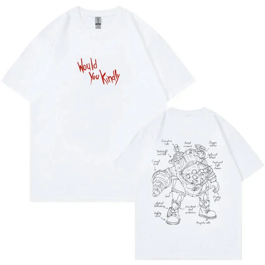 Classic Shooting Game Bioshock Vintage Graphic T-shirt Men Women Hip Hop Oversized T Shirt Men's Gothic Rock T-shirts Streetwear