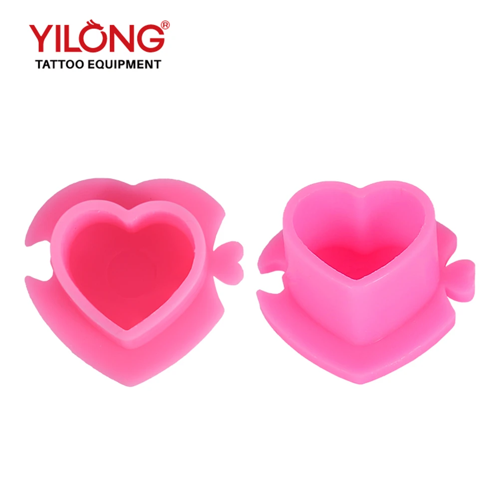 Disposable Tattoo Ink Caps Heart Shape Tattoo Ink Cups with Stable Base 200pcs  Permanent Makeup Pigment Holder Container Cap