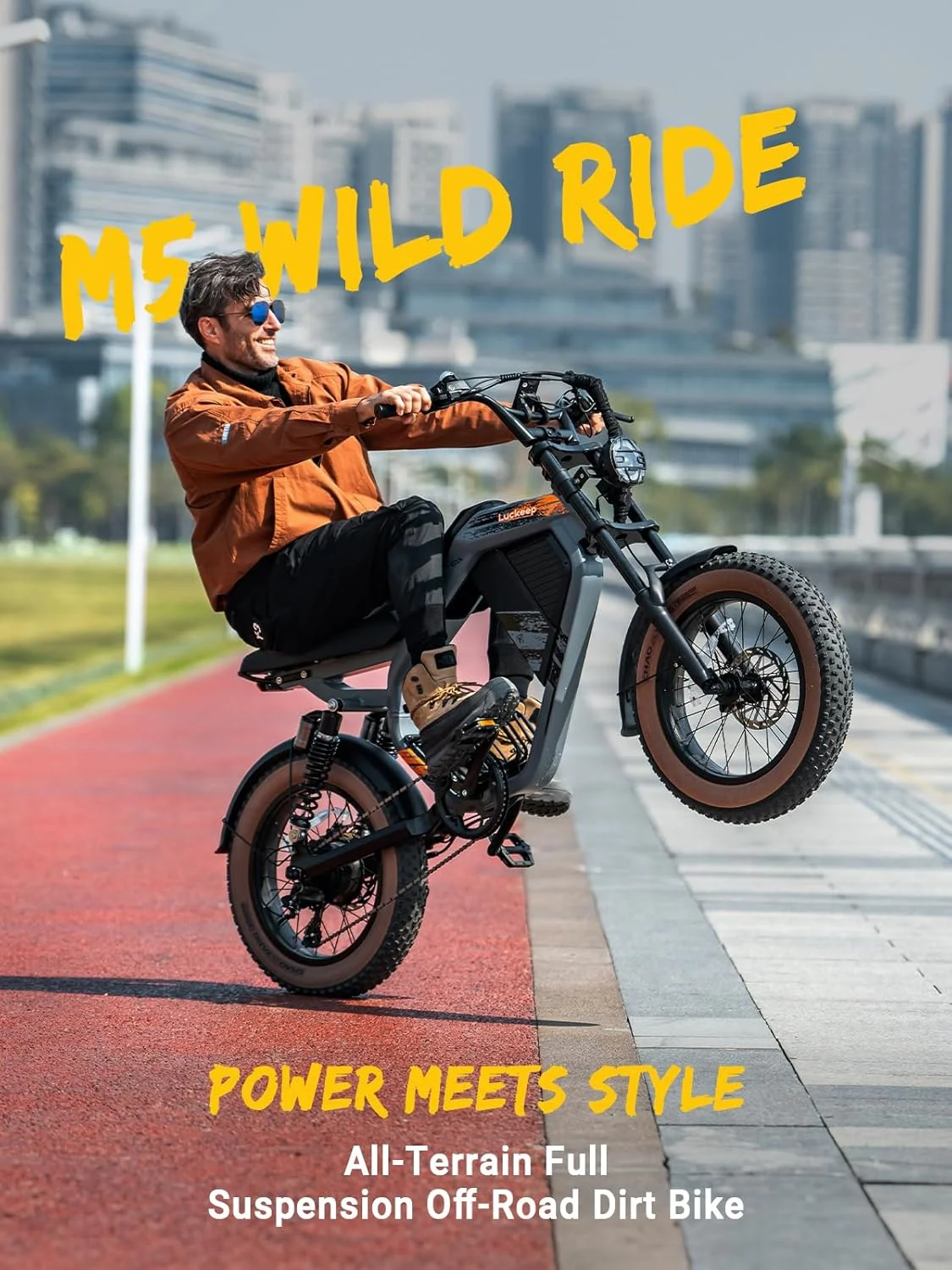 Sepeda Listrik Luckeep M5 untuk Dewasa/Remaja, Motor Puncak 1500W, Kecepatan Maks 32MPH, Baterai 48V 15AH, Jarak Tempuh Maks 60 Mil