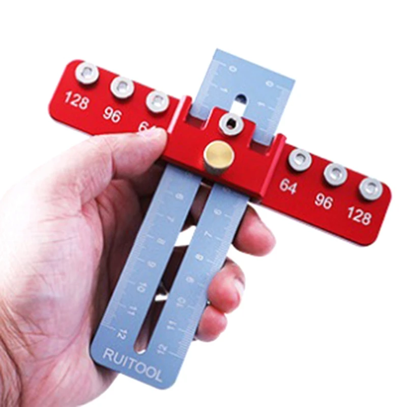 2025 Nuova guida per trapano Localizzatore di punzoni Modello Righello Localizzatore di foratura per lavorazione del legno regolabile per maniglia dell'armadio e strumento di punzonatura per punzonatura