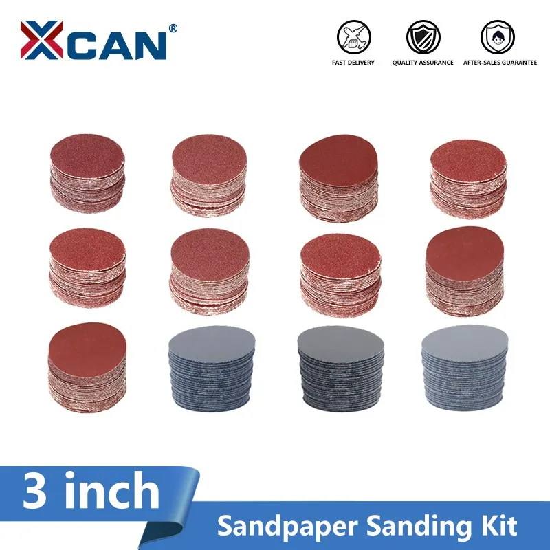 

XCAN 3 Inch 75mm Sandpaper Sanding Disc For Metal Auto Wood Car Wheel Restoration Sanding Polishing Kit